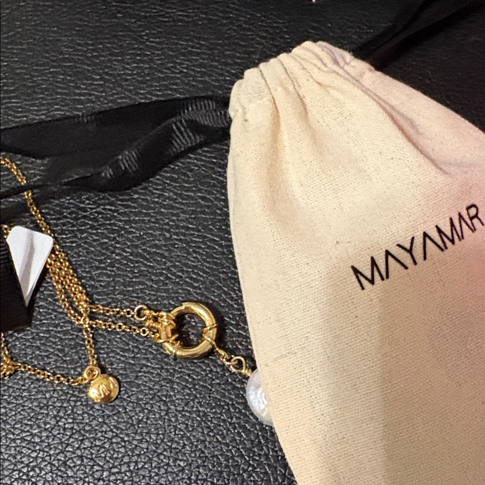 Gold plated Zodiac Pearl Necklace Aquarius ♒️ NWT - Picture 2 of 7